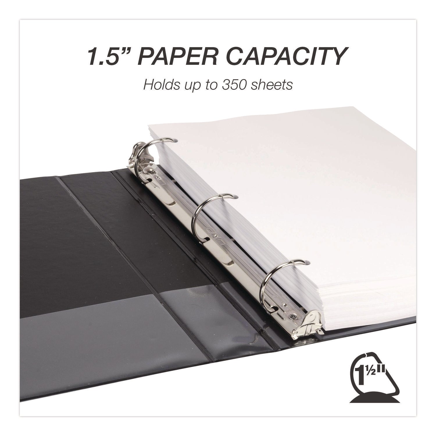 Samsill Ring Binder - 1.50" Ring(s) - Fastener(s): D-Ring - Black - Durable, Clear Overlay - 4 / Pack
