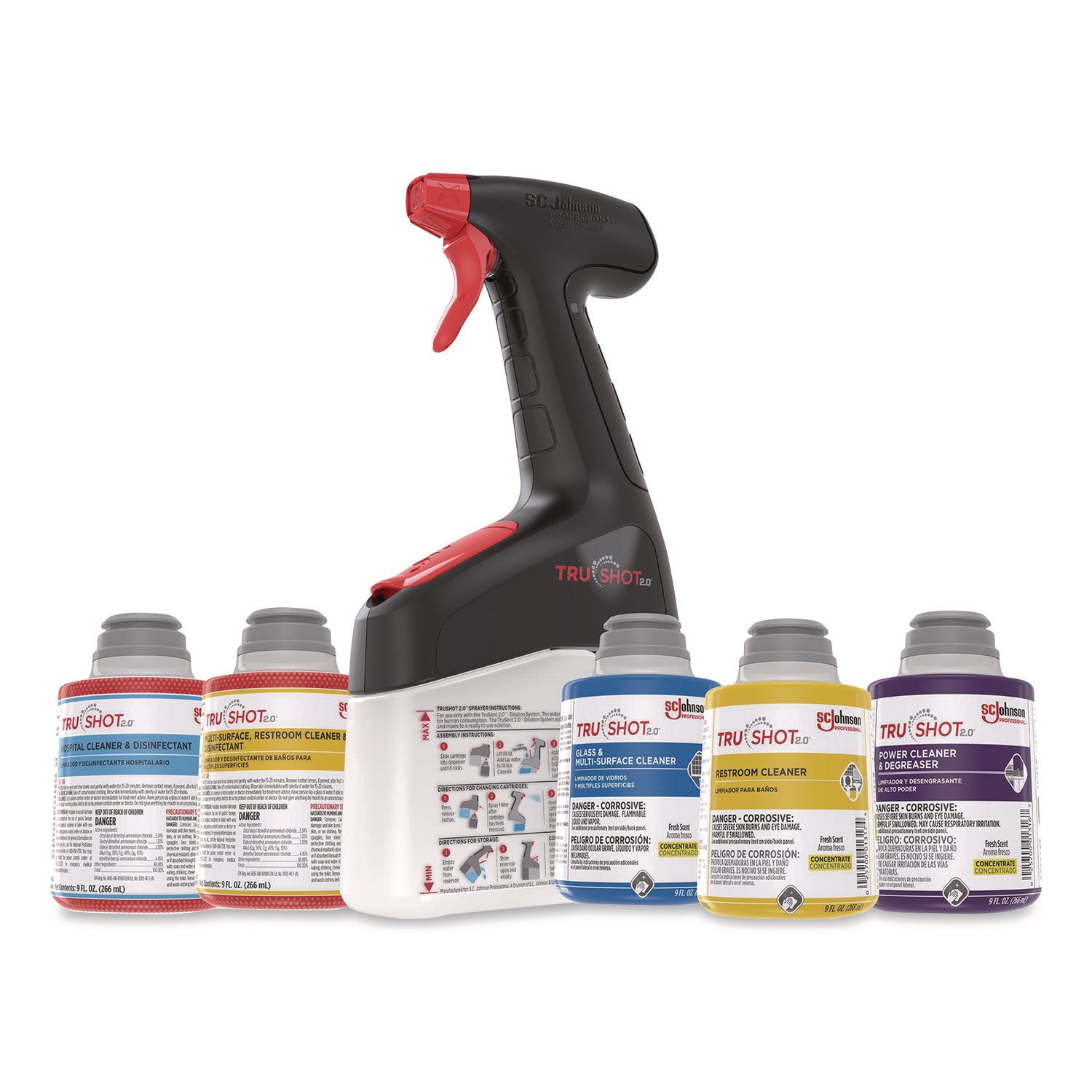 TruShot 2.0 Glass/Multi-Surface Cleaner, Concentrate, Liquid, 9 fl oz (0.3 quart), Fresh Clean Scent, Spill Resistant, Easy to Use, Clear Cartridge, 1 Each