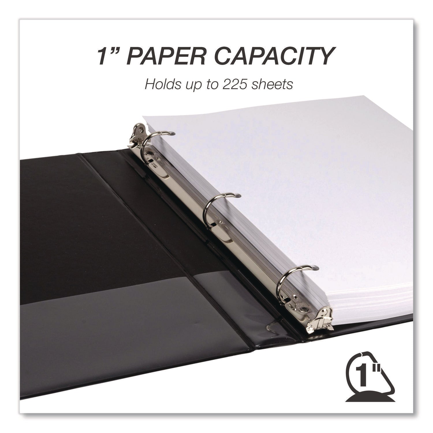 Samsill Ring Binder - Letter - 8 1/2" x 11" Sheet Size - 3 x 1" Ring(s) - Fastener(s): D-Ring - Pocket(s): 2, Internal - Black - Durable, Clear Overlay, Non-stick, Transfer Safe, Copy Safe, Wear Resistant, Tear Resistant - 4 / Pack