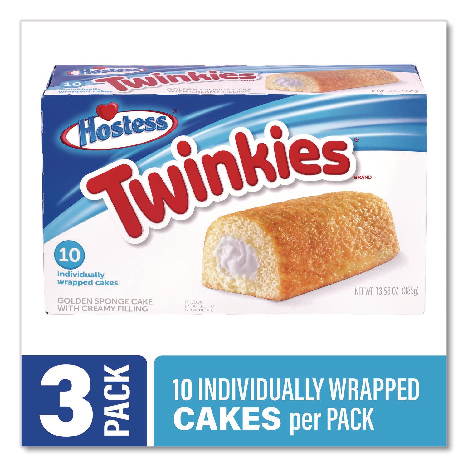 Twinkies, Vanilla, 1.36 oz Individually Wrapped, 10/Pack, 3 Packs/Carton