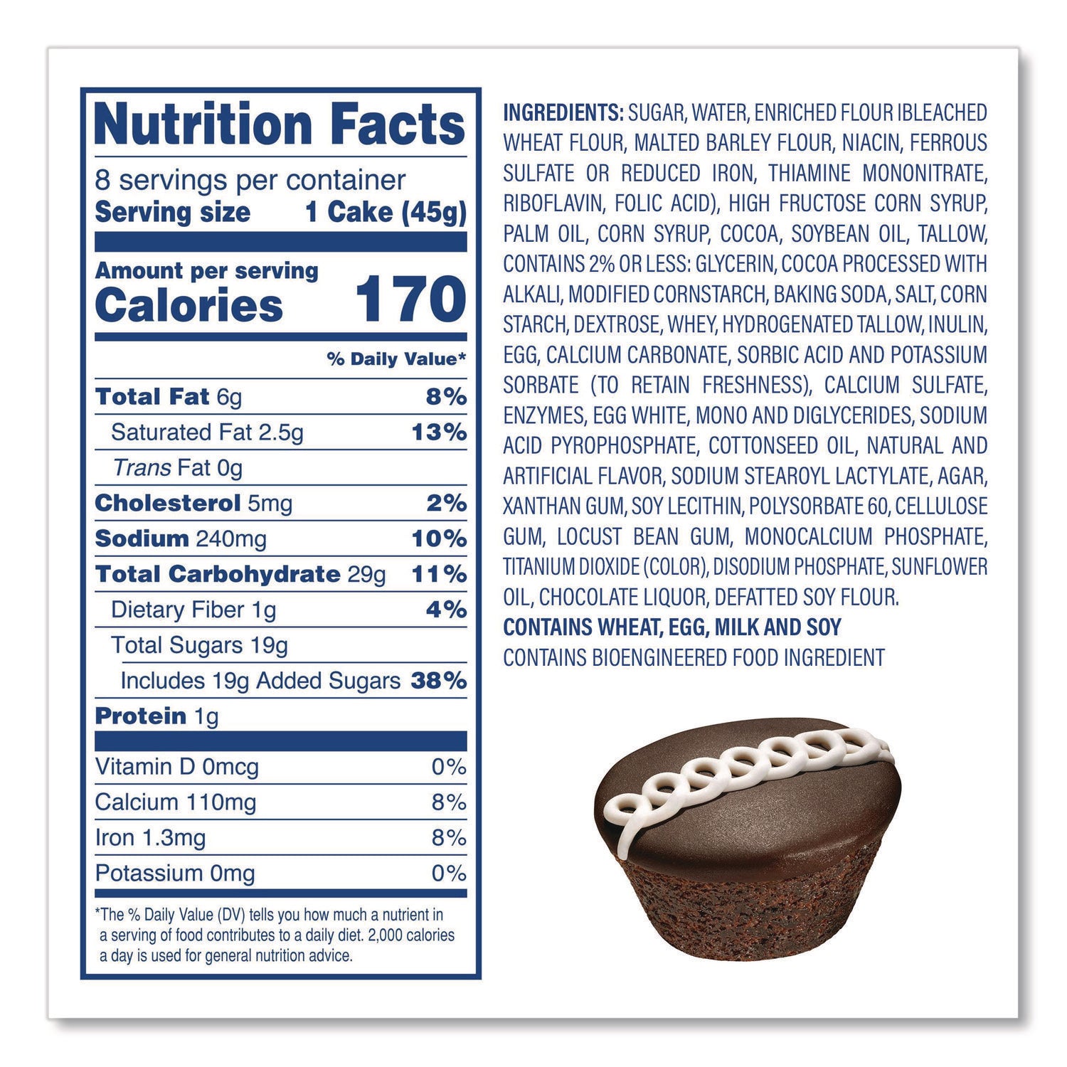 CupCakes, Chocolate, 1.59 oz Individually Wrapped, 8/Pack, 3 Packs/Carton