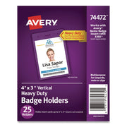Heavy-Duty Badge Holders, Portrait, 4" x 3", 25 Holders