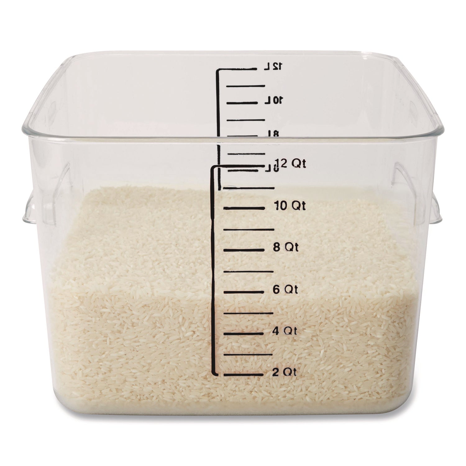 Square Storage Container, 12 qt, 10.5 x 11.31 x 7.75, Clear, Plastic