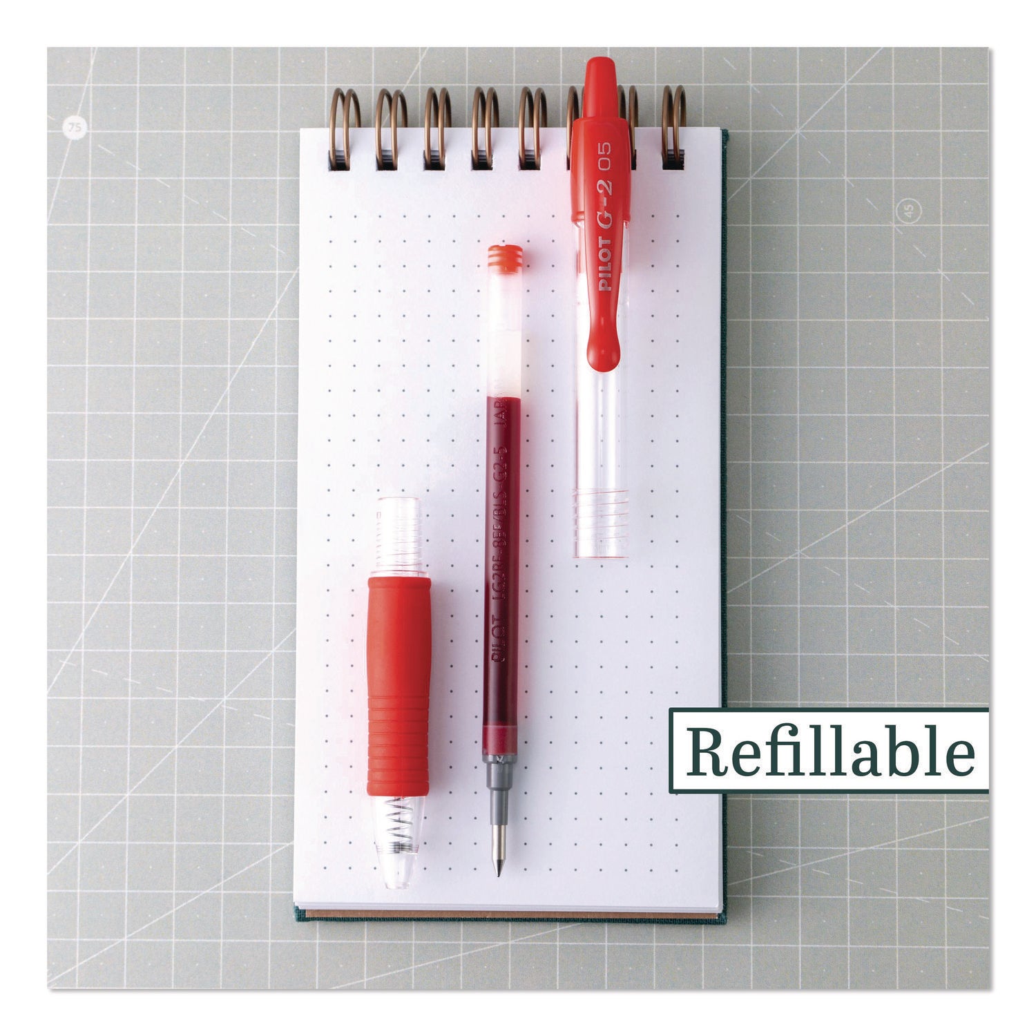 G2 Premium Gel Ink Retractable Pens, 0.5 mm Extra Fine, Red Ink, Refillable, 1 Dozen