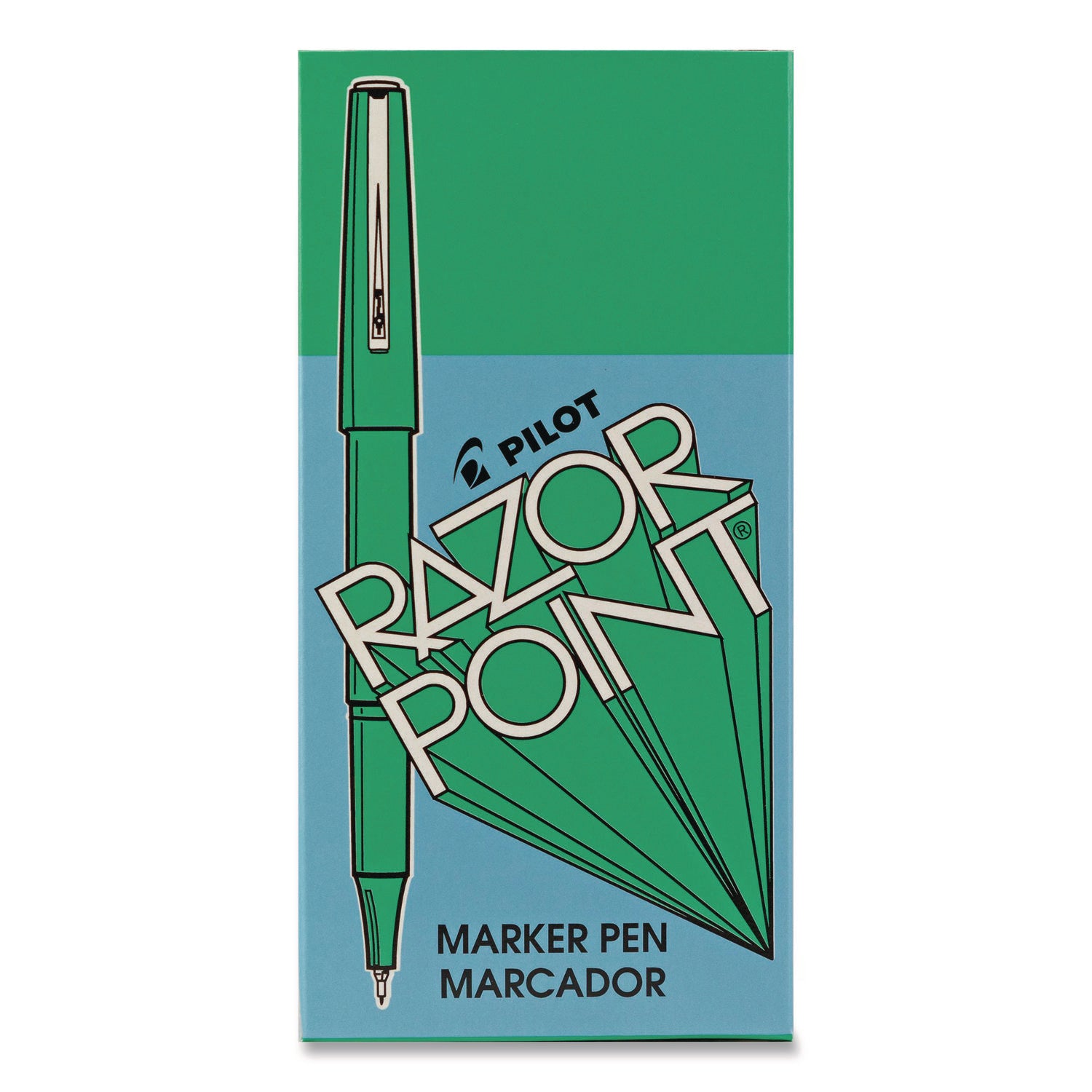 Pilot Marker Pens - 0.3 mm Extra Fine Pen Point - Green Ink - Green Plastic Barrel - Metal Tip - Writing - 1 Dozen