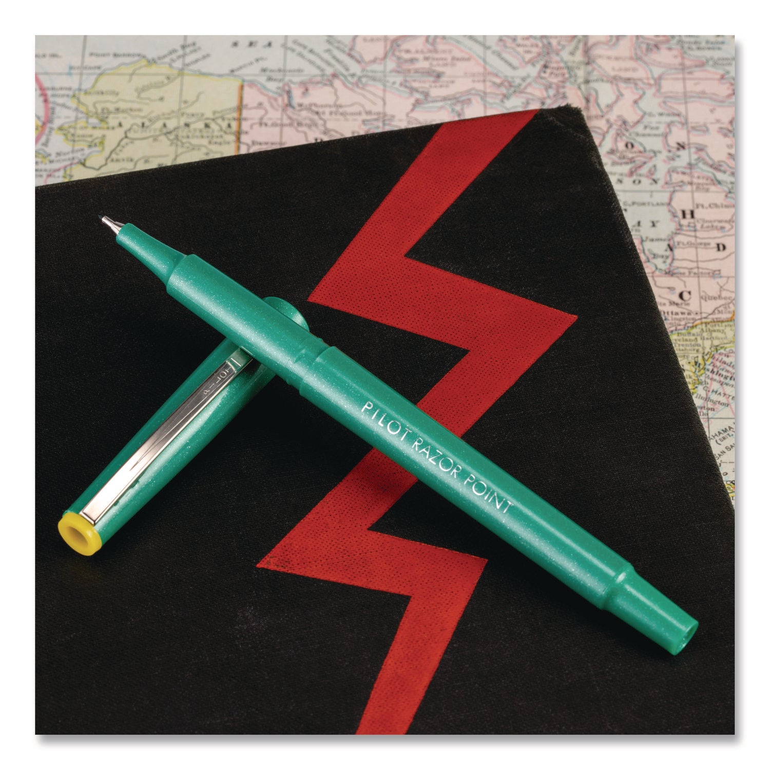 Pilot Marker Pens - 0.3 mm Extra Fine Pen Point - Green Ink - Green Plastic Barrel - Metal Tip - Writing - 1 Dozen