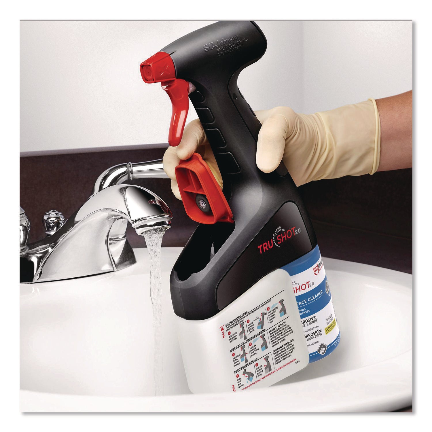 TruShot 2.0 Glass/Multi-Surface Cleaner, Concentrate, Liquid, 9 fl oz (0.3 quart), Fresh Clean Scent, Spill Resistant, Easy to Use, Clear Cartridge, 1 Each