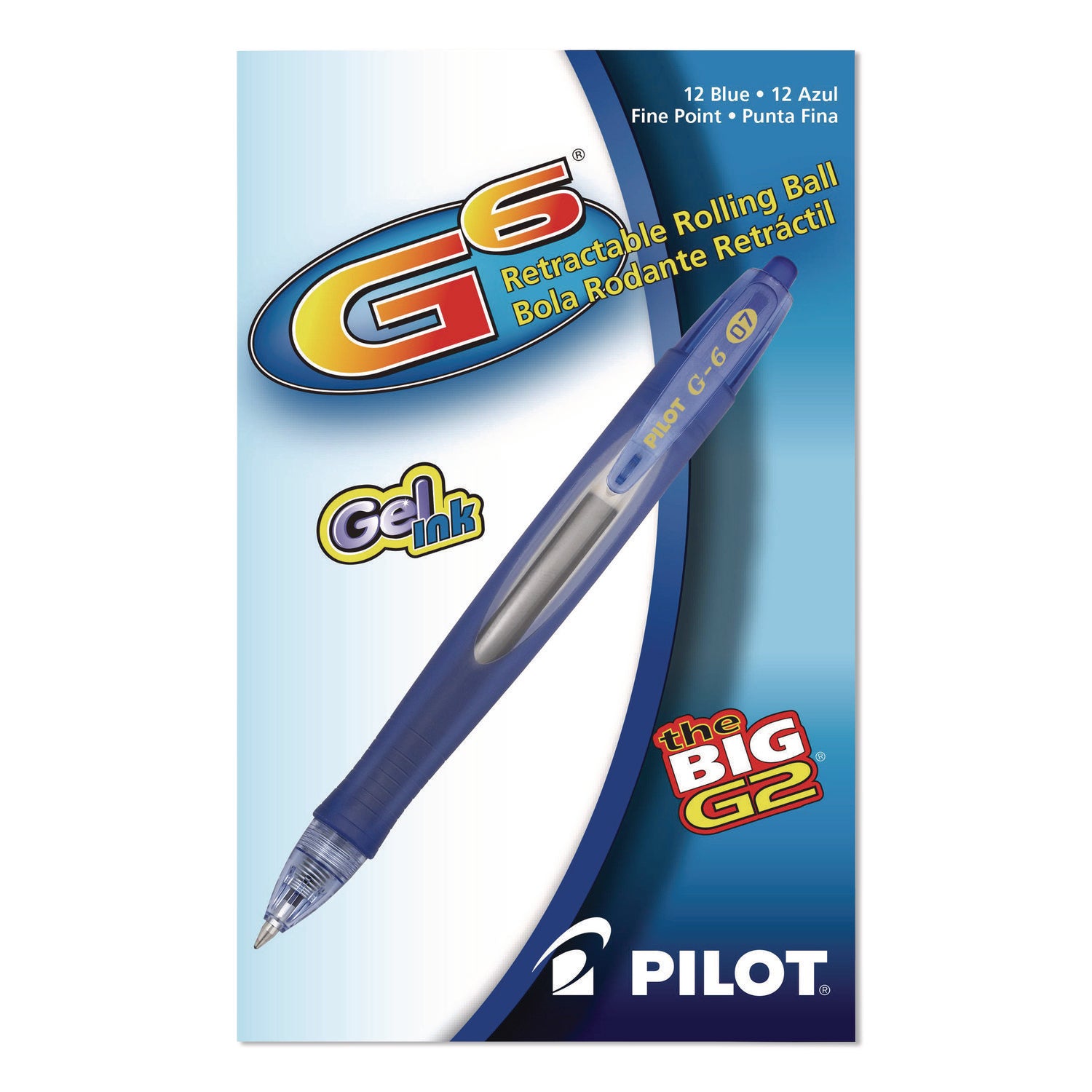 0.7 mm Fine Pen Point - Refillable - Retractable - Blue Ink - Gel-based - Blue Rubber Barrel - 1 Dozen
