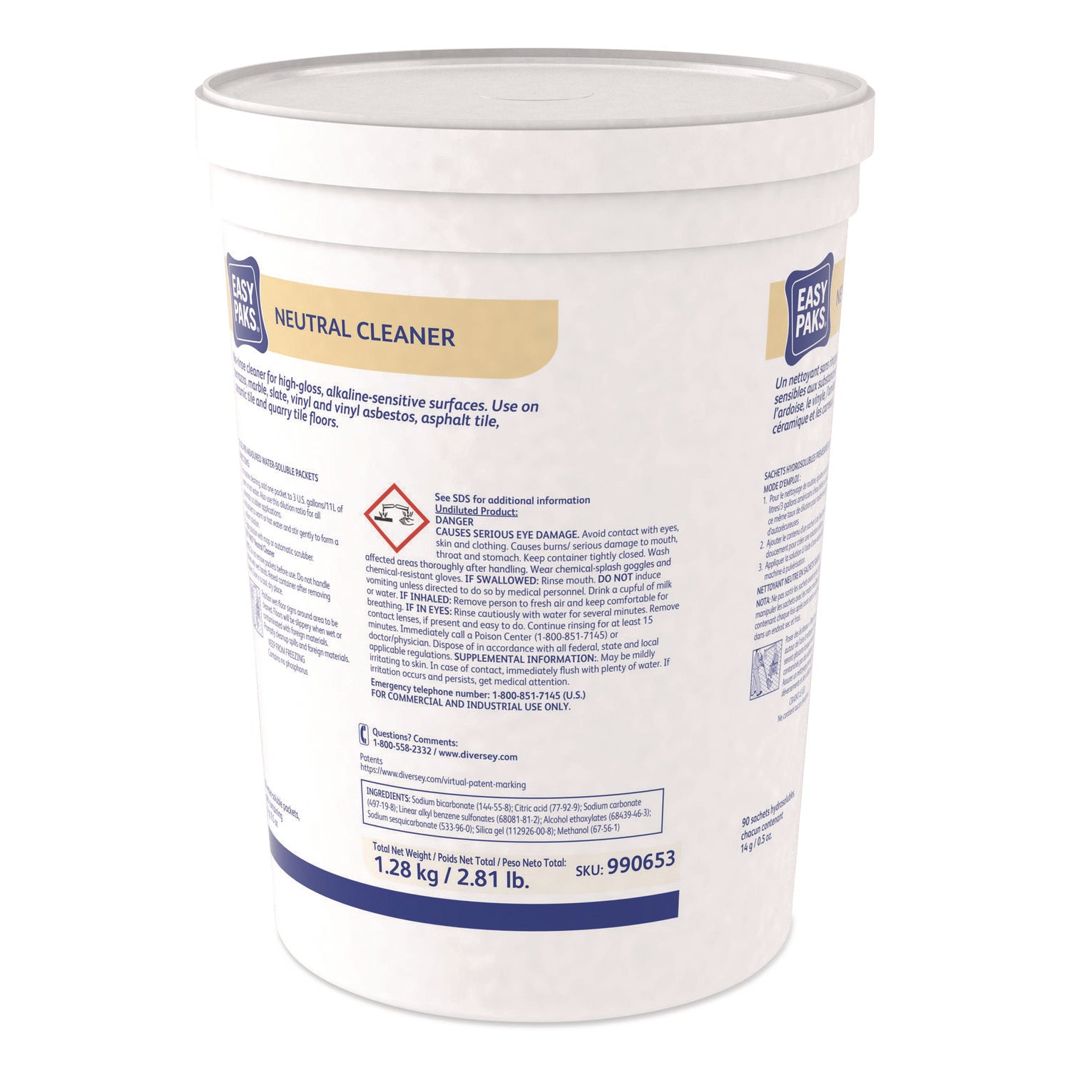 Diversey EasyPaks Neutral Cleaner - Concentrate - 0.50 oz (0.03 lb) to - Pine Forest Scent - Phosphate-free, Rinse-free - Orange - 90/Tub - 1 Each