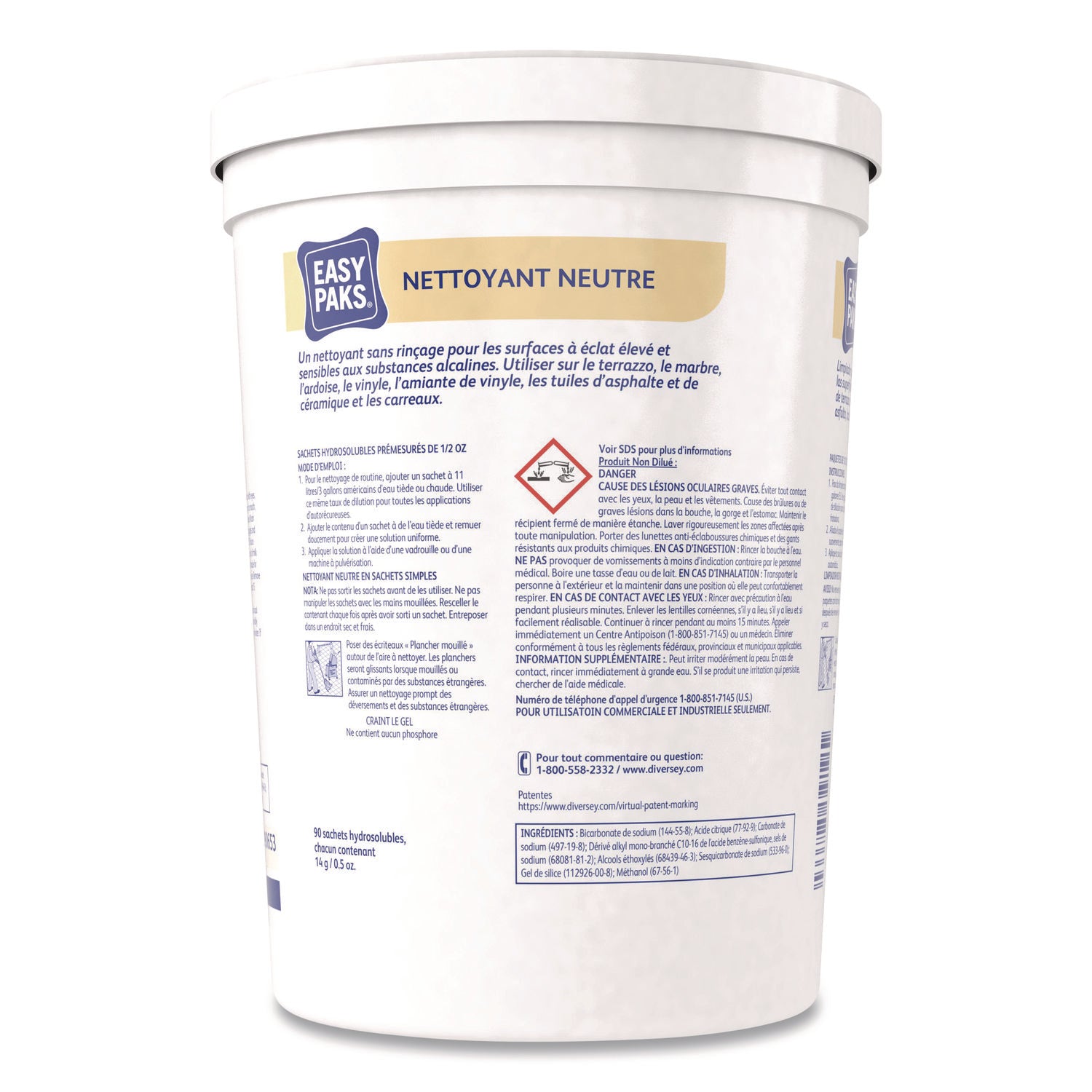 Diversey EasyPaks Neutral Cleaner - Concentrate - 0.50 oz (0.03 lb) to - Pine Forest Scent - Phosphate-free, Rinse-free - Orange - 90/Tub - 1 Each