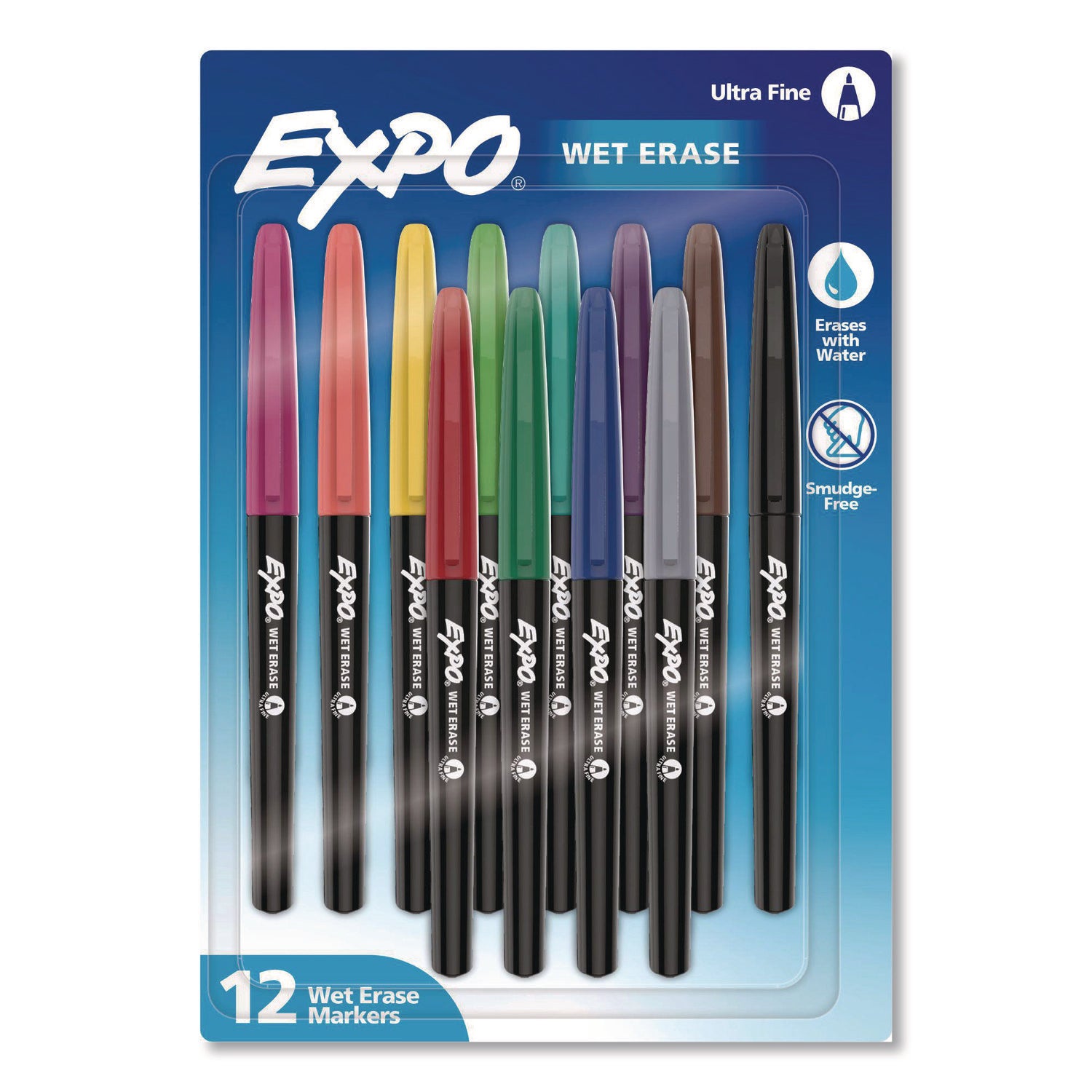 Vis-a-Vis Wet Erase Markers, Ultra Fine Point, Assorted, 12 Count