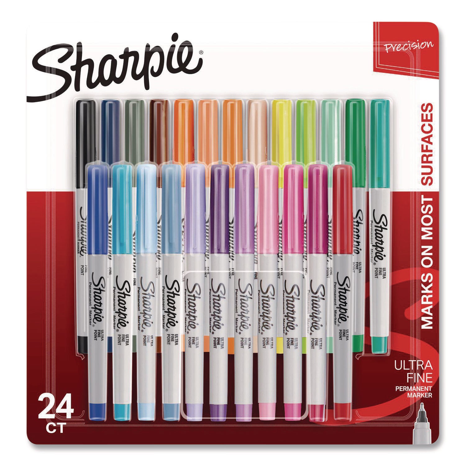 Sharpie Permanent Markers, Ultra Fine Point, Assorted Ink, 24 Pack