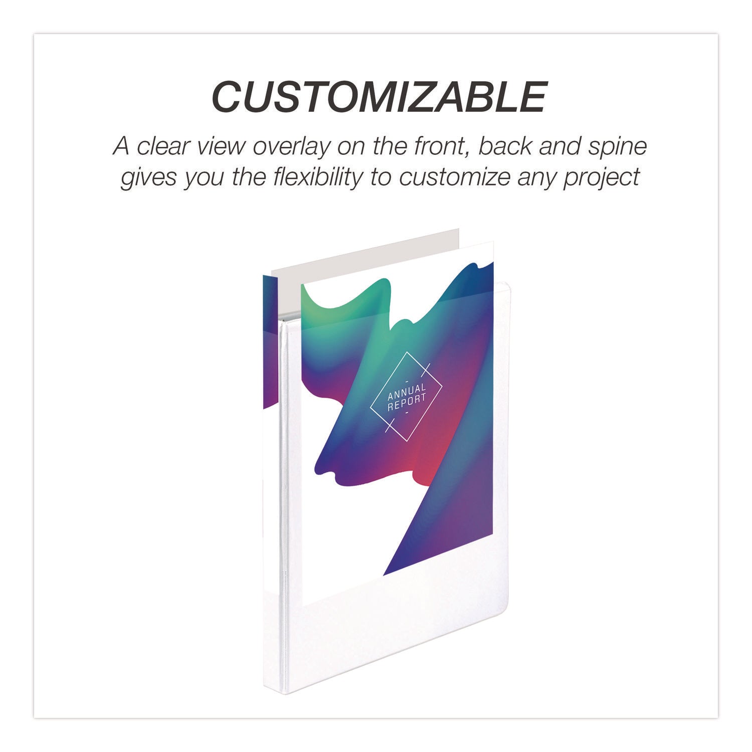 Samsill Economy View Binder, 1/2" Capacity, Letter Size, 3 Round Rings, 2 Internal Pockets, White, Recycled, Customizable Spine/Cover, Clear Overlay, 12/Carton