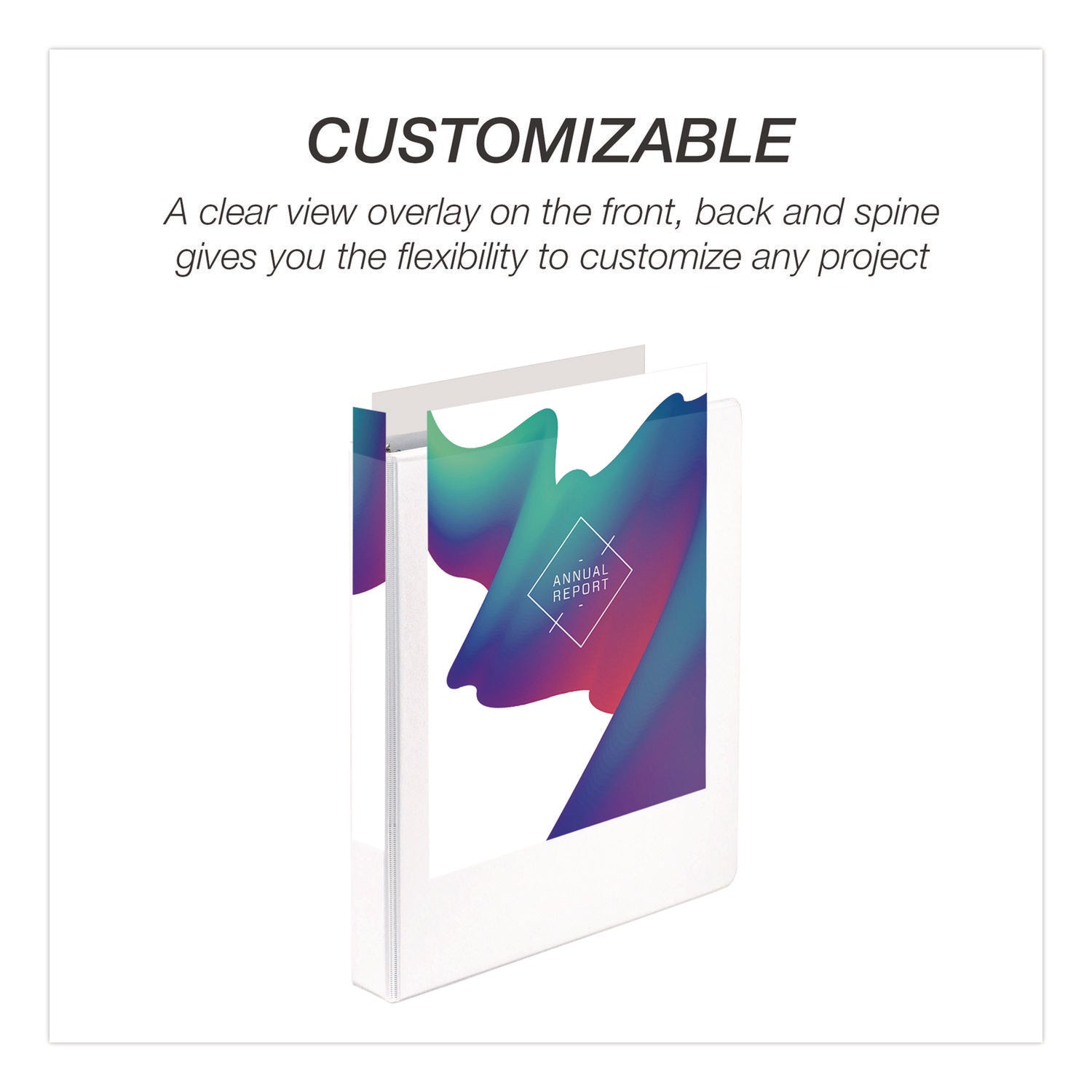 Samsill Economy View Binder, 1" Capacity, 3 Round Rings, 2 Internal Pockets, Letter Size, White, Clear Overlay, Customizable Spine/Cover, Recycled, 12/Carton