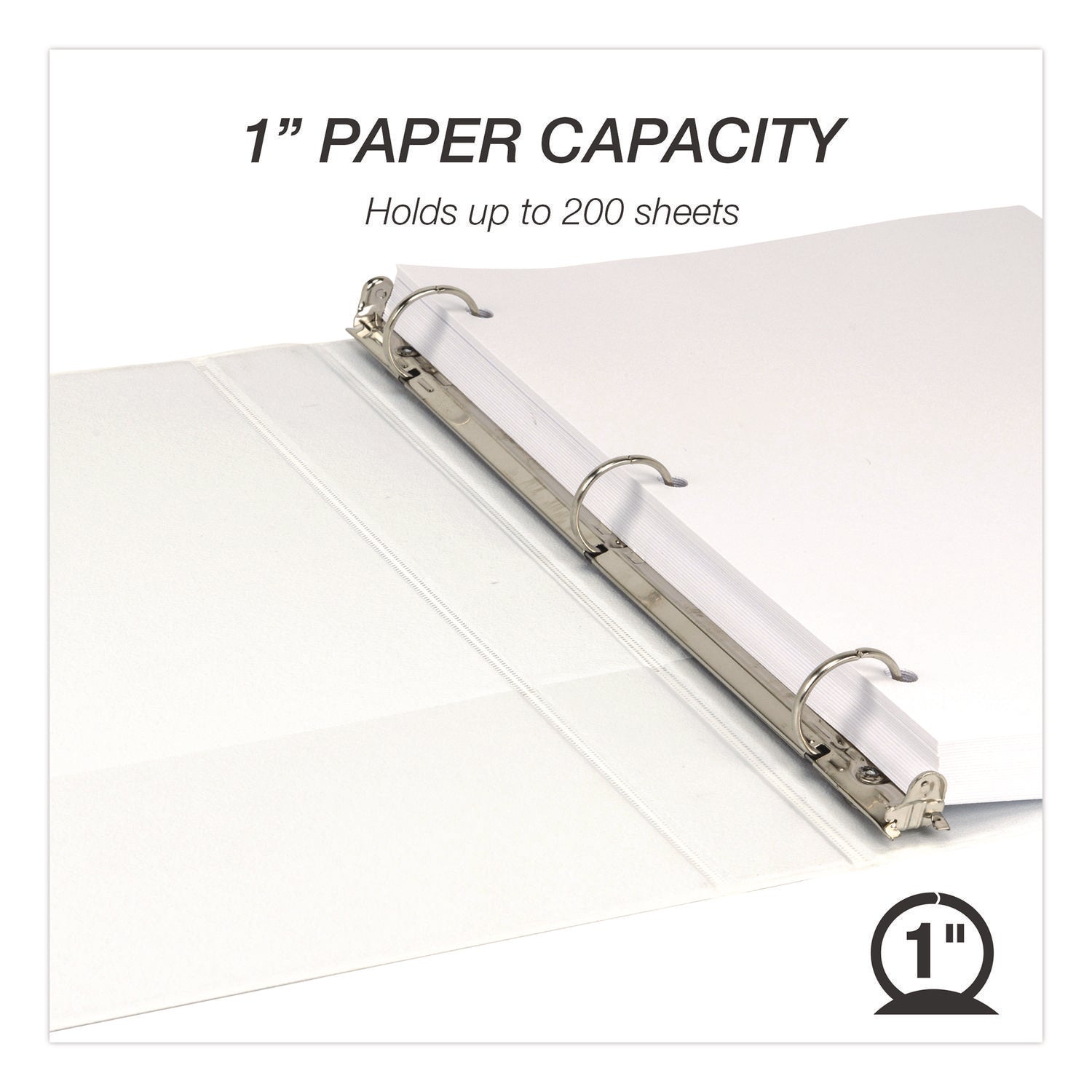 Samsill Economy View Binder - 1" Binder Capacity - 200 Sheet Capacity - 3 Ring(s) - Fastener(s): Round Ring - Polypropylene, Chipboard, Plastic - White - 4.02 lb - Recycled - Customizable Spine/Cover, Clear Overlay, Non-stick, Non-glare - 6 / Carton