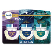 Febreze FadeDefy PLUG Air Freshener Refill, 2.63 oz, Mountain/Ocean/Rainforest Scents, 50 Day Odor Neutralizer, 3 Pack