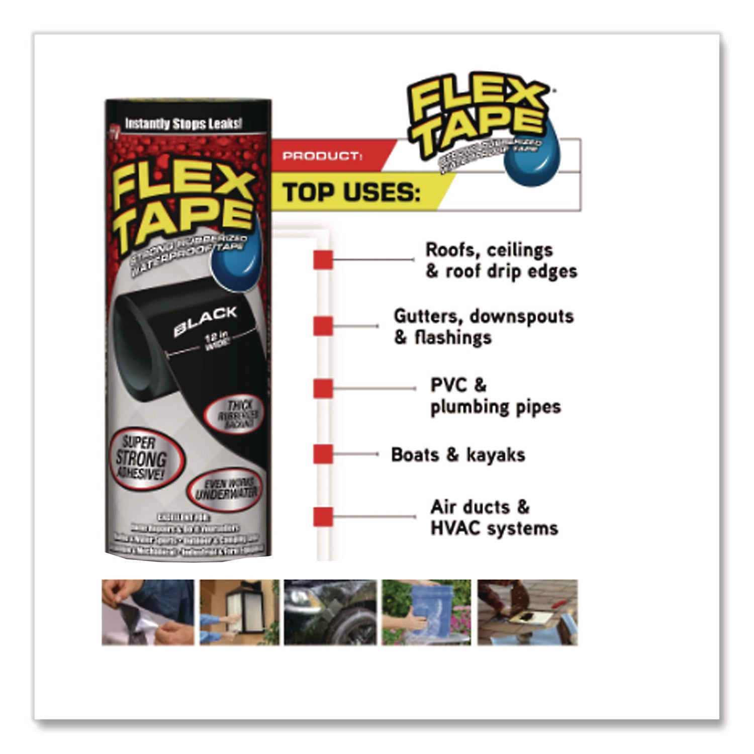 General Purpose Repair Tape, 4" X 1.67 Yds, Black
