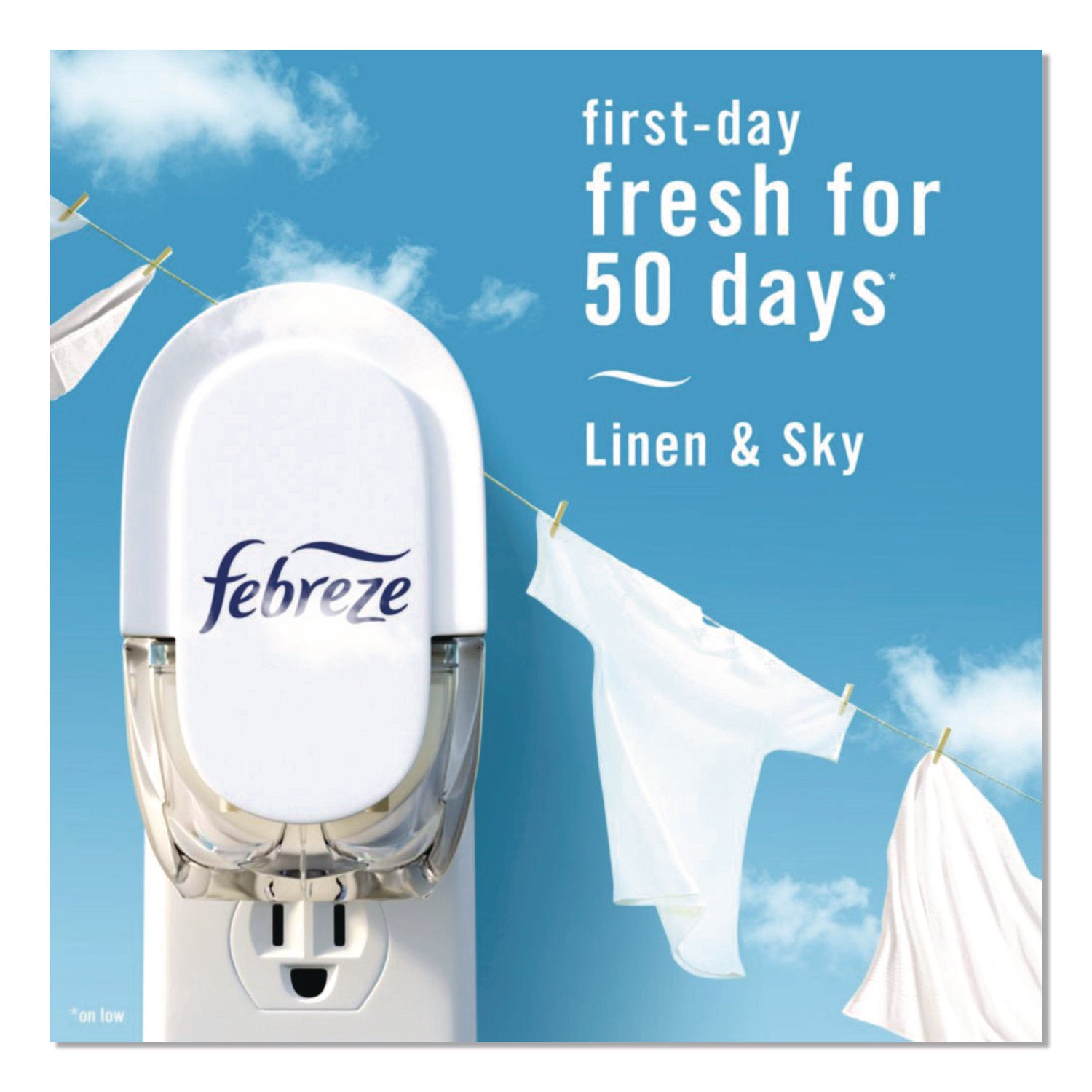 Febreze Plug Linen & Sky Oil Refill, 0.8 fl oz, 50 Day, 3 Pack