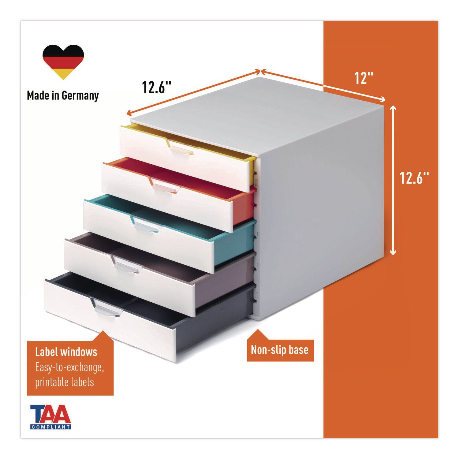 5 Drawer(s) - 11" Height x 11.50" Width x 14" Depth - Desktop - White - Plastic - 1 Each