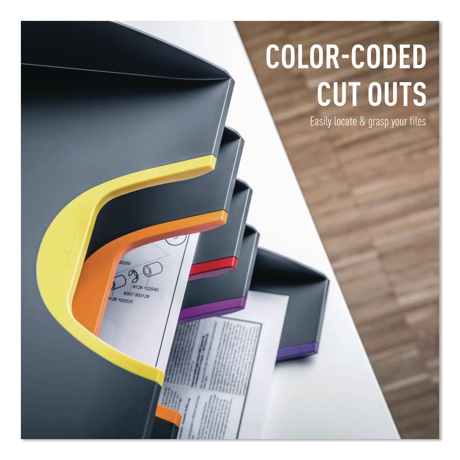 Desktop - Stackable, Front Cut-out - Gray - Plastic - 1 Pack