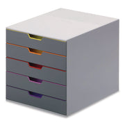 5 Drawer(s) - 11" Height x 11.50" Width x 14" Depth - Label Holder, Stackable, Non-slip Feet - Gray - Acrylonitrile Butadiene Styrene (ABS) - 1 Each