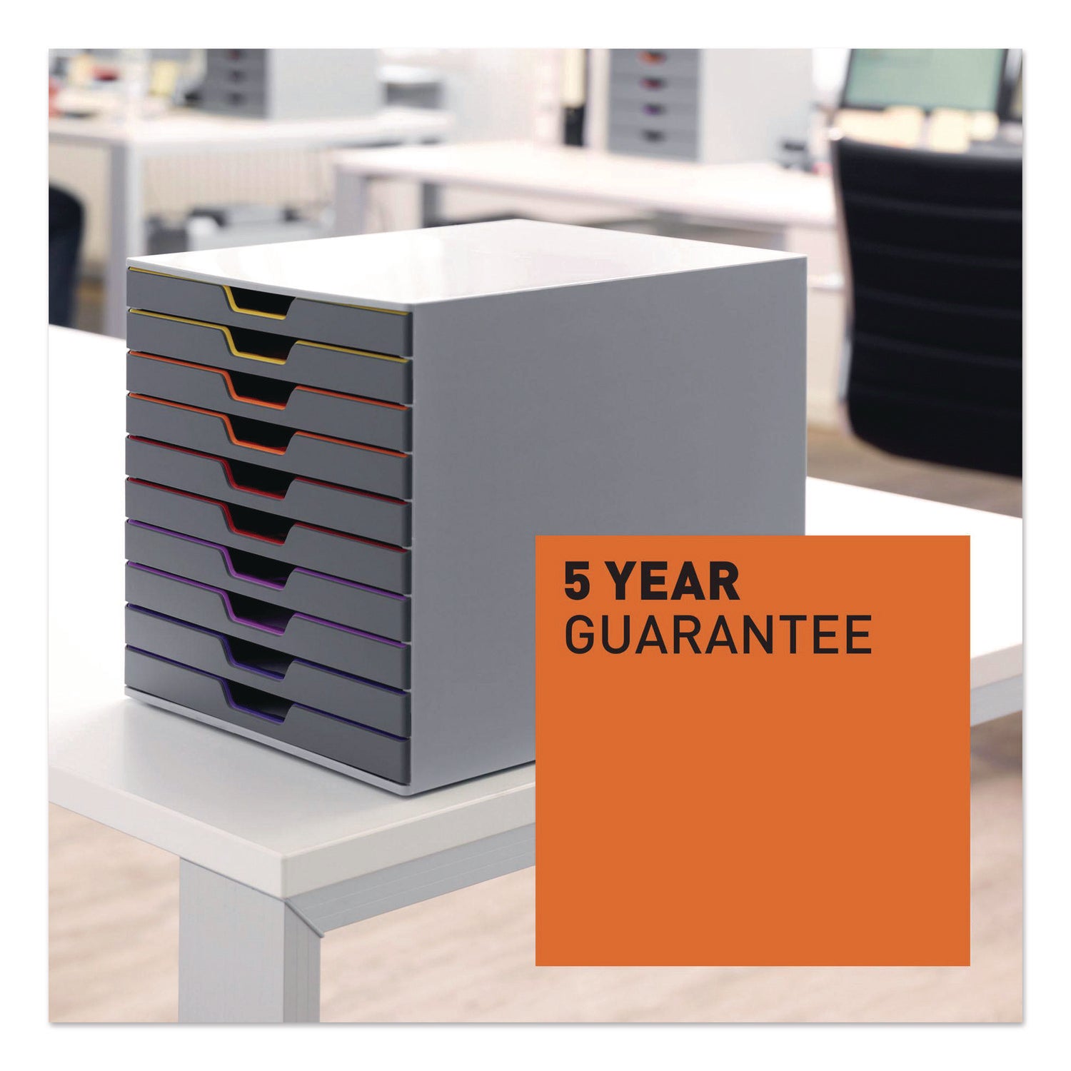 10 Drawer(s) - 11" Height x 11.50" Width x 14" Depth - Labeling Area, Stackable, Non-skid Feet - Gray - Plastic - 1 Each