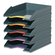 Desktop - Stackable, Front Cut-out - Gray - Plastic - 1 Pack