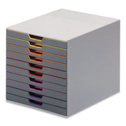 10 Drawer(s) - 11" Height x 11.50" Width x 14" Depth - Labeling Area, Stackable, Non-skid Feet - Gray - Plastic - 1 Each