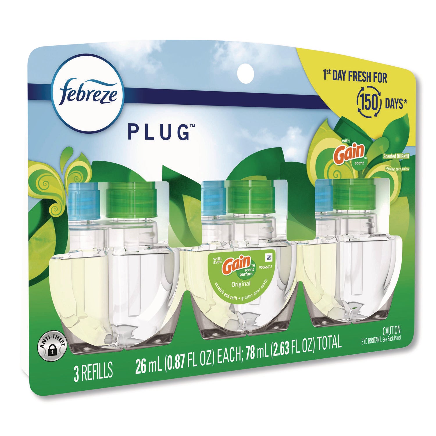Febreze FadeDefy PLUG Air Freshener Refill, Gain Original Scent, 2.63 oz, Odor Neutralizer, 50 Day, 3/Pack