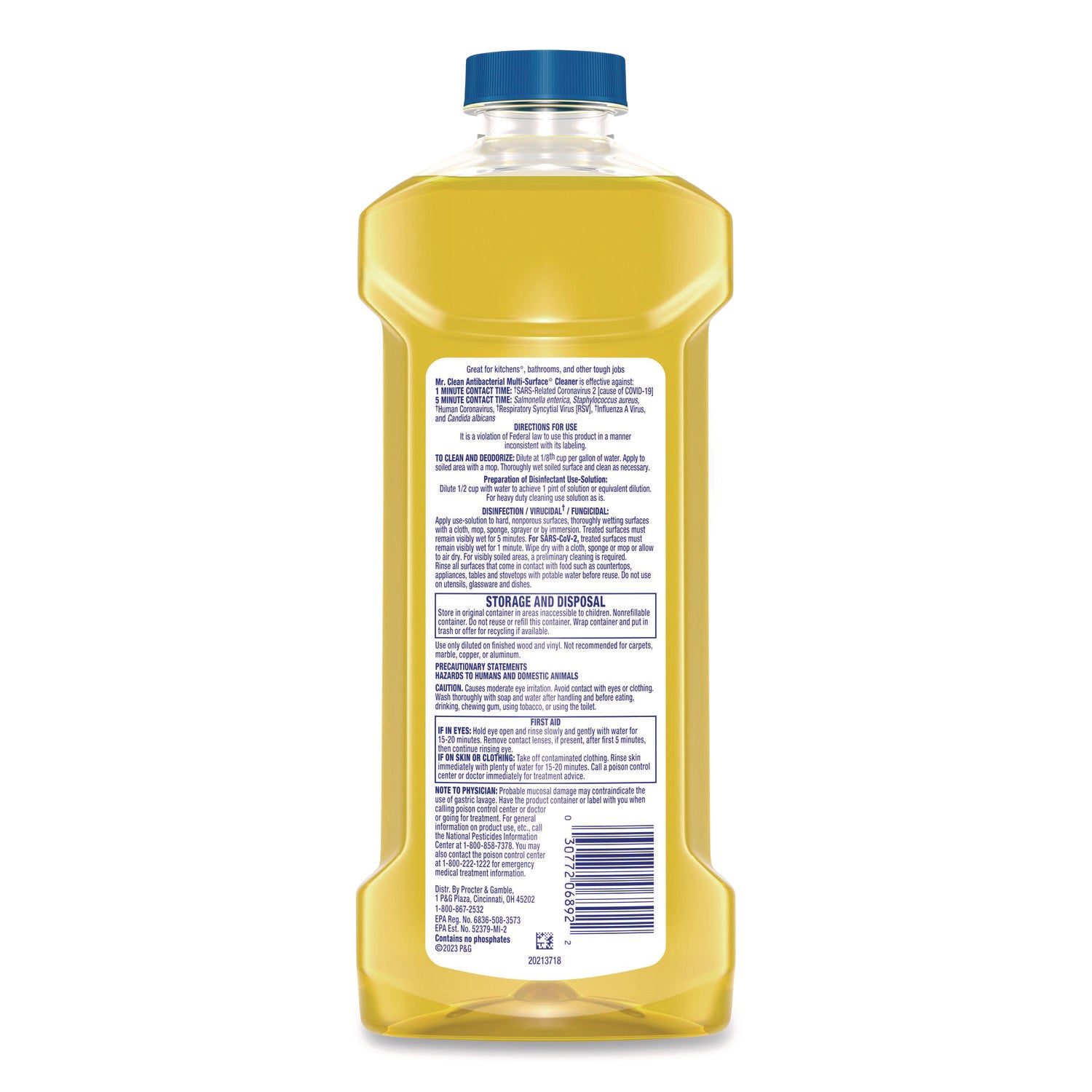 For Multi Surface, Multipurpose - Concentrate - Liquid - 23 fl oz (0.7 quart) - Fresh, Lemon Scent - Long Lasting - Yellow - 1 Each