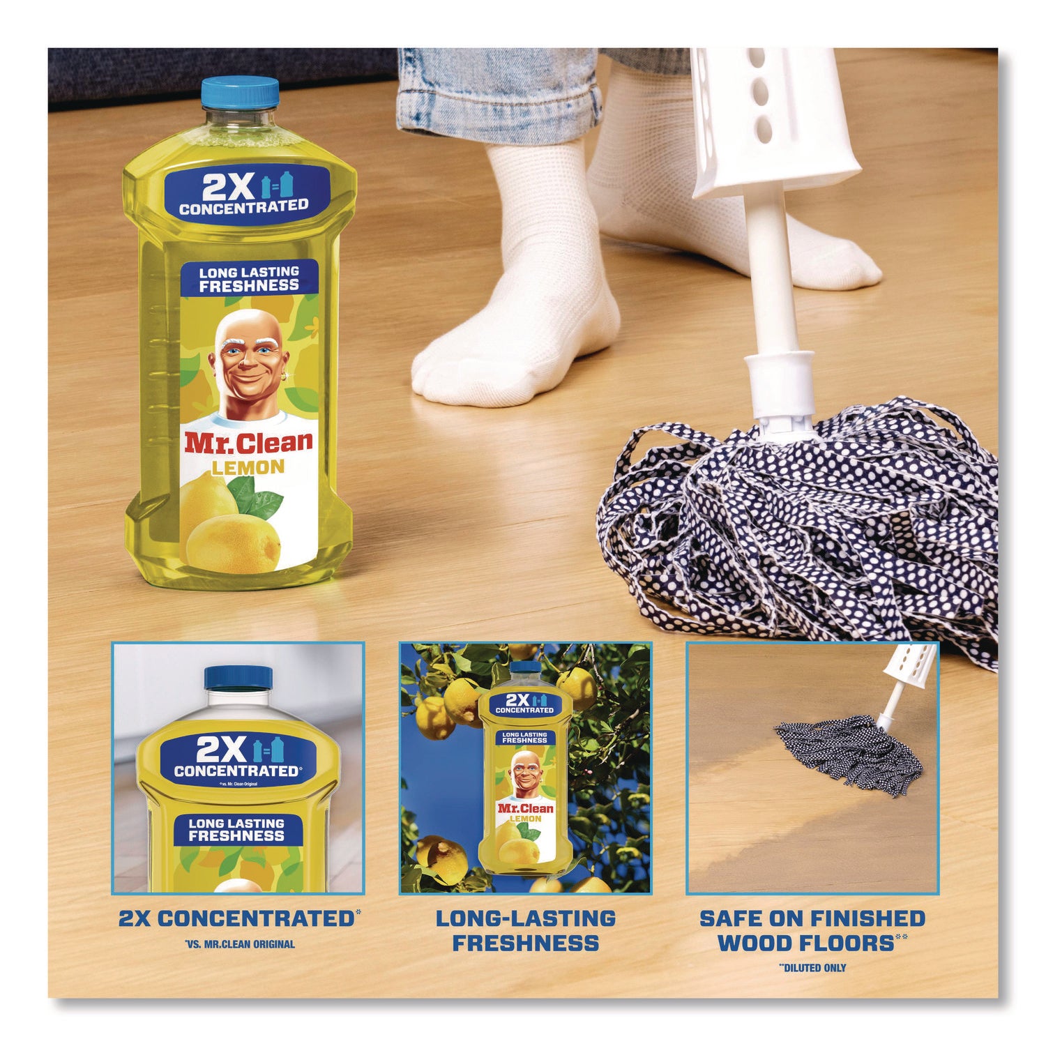 For Multi Surface, Multipurpose - Concentrate - Liquid - 23 fl oz (0.7 quart) - Fresh, Lemon Scent - Long Lasting - Yellow - 1 Each