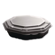Creative Carryouts OctaView Hinged Lid Containers, 9.13 x 9.55 x 2.38, Black/Clear, Plastic, 100/Carton