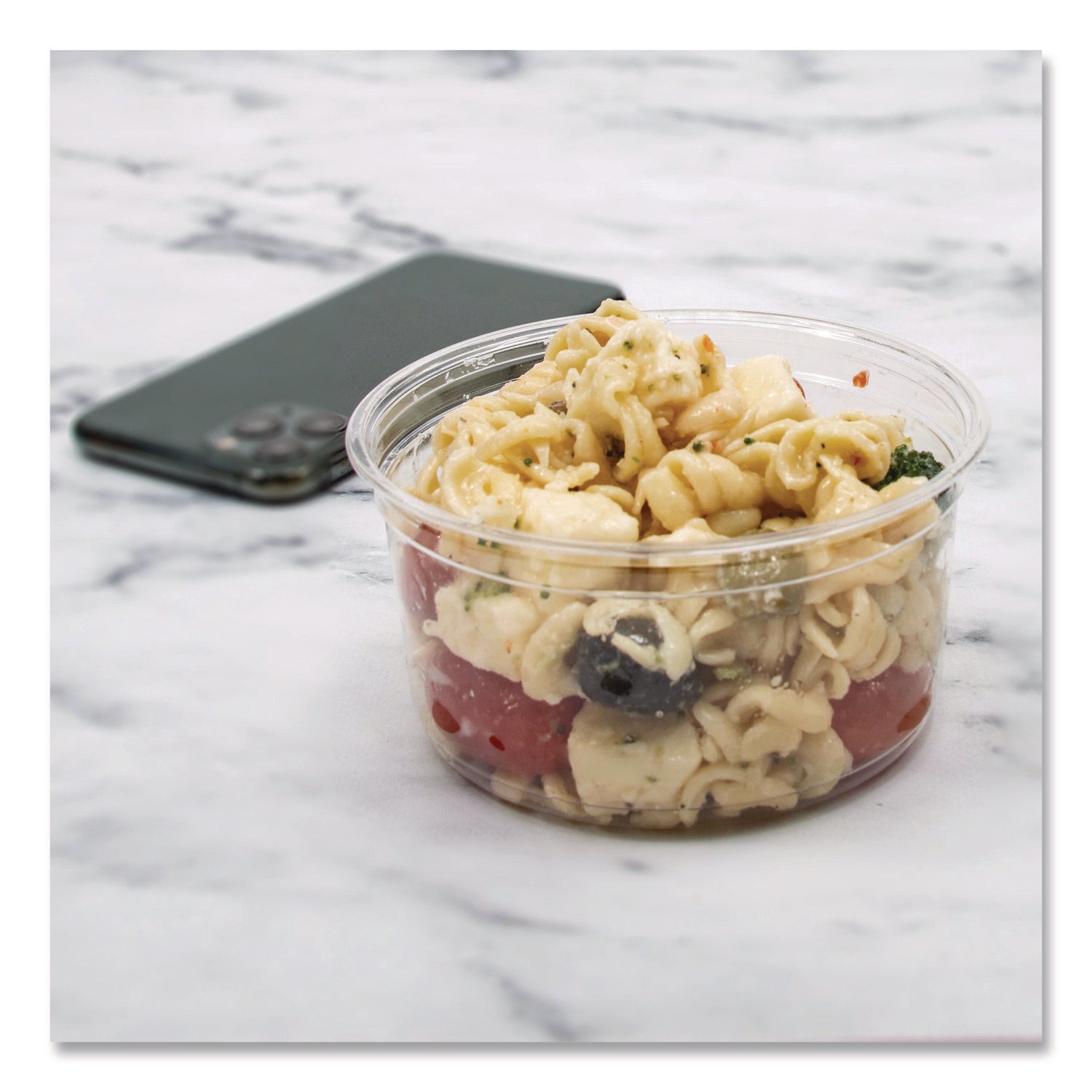 MicroGourmet Food Containers, 12 oz, 4.68" Diameter x 2.25"h, Clear, Plastic, 500/Carton