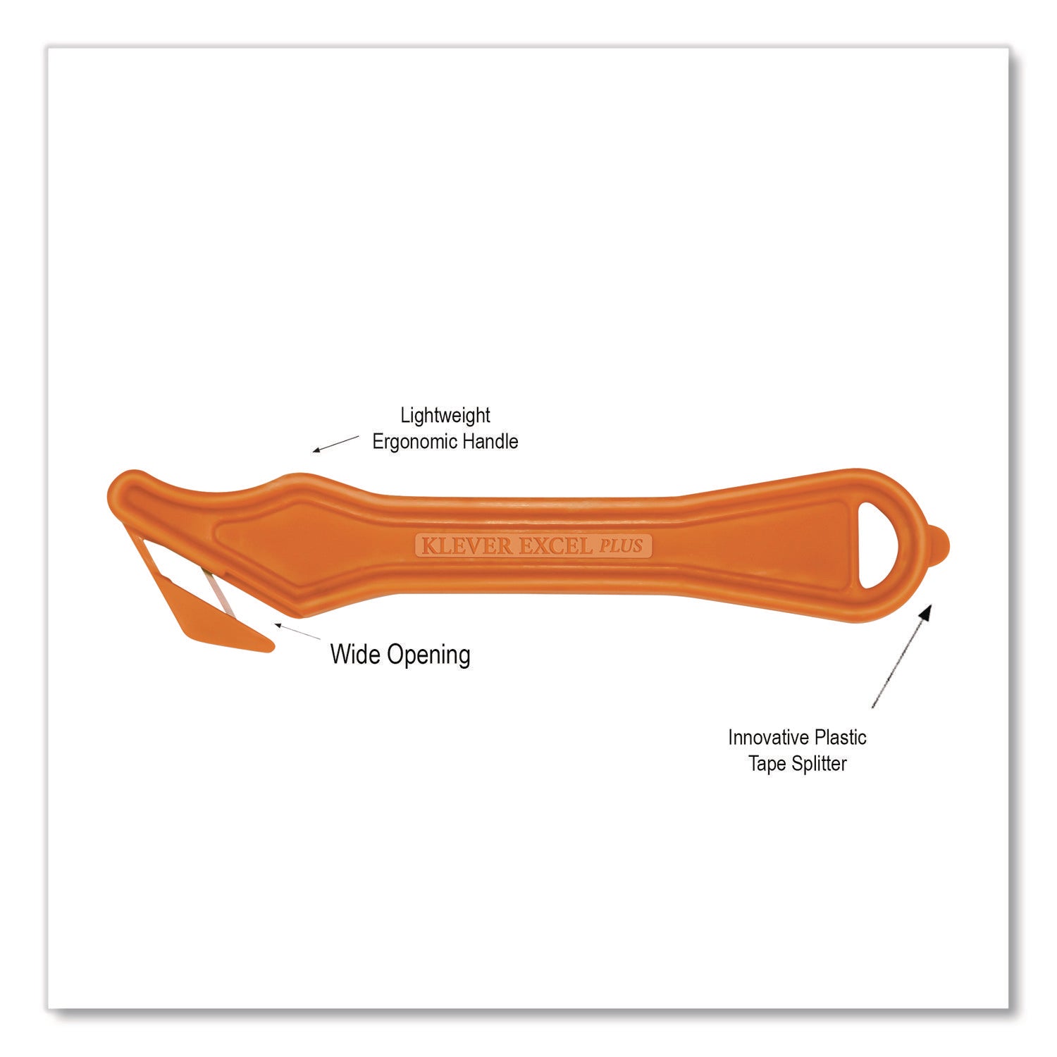 Excel Plus Safety Cutter, 7" Plastic Handle, Orange, 10/Box