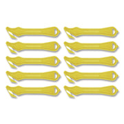 Excel Plus Safety Cutter, 7" Plastic Handle, Yellow, 10/Pack