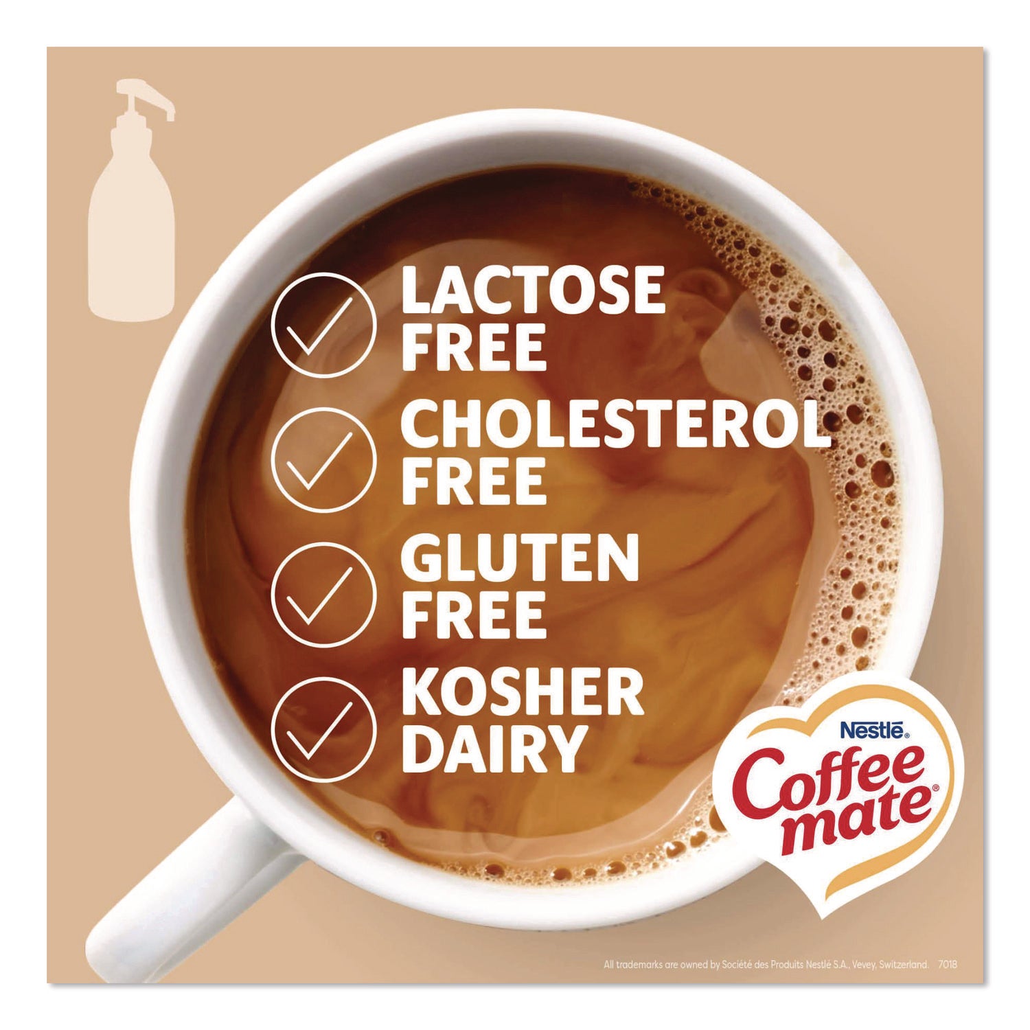 Coffee mate Sweetened Original Liquid Concentrate Coffee Creamer - Pump Bottle - Sweetened Original Flavor - 50.70 fl oz (1.50 L) - 300 Serving - 1 Each