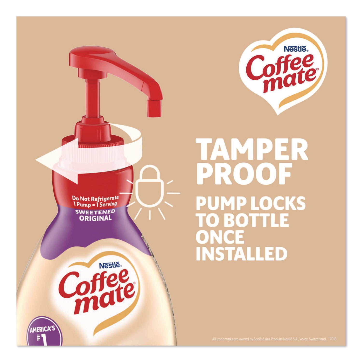 Coffee mate Sweetened Original Liquid Concentrate Coffee Creamer - Pump Bottle - Sweetened Original Flavor - 50.70 fl oz (1.50 L) - 300 Serving - 1 Each