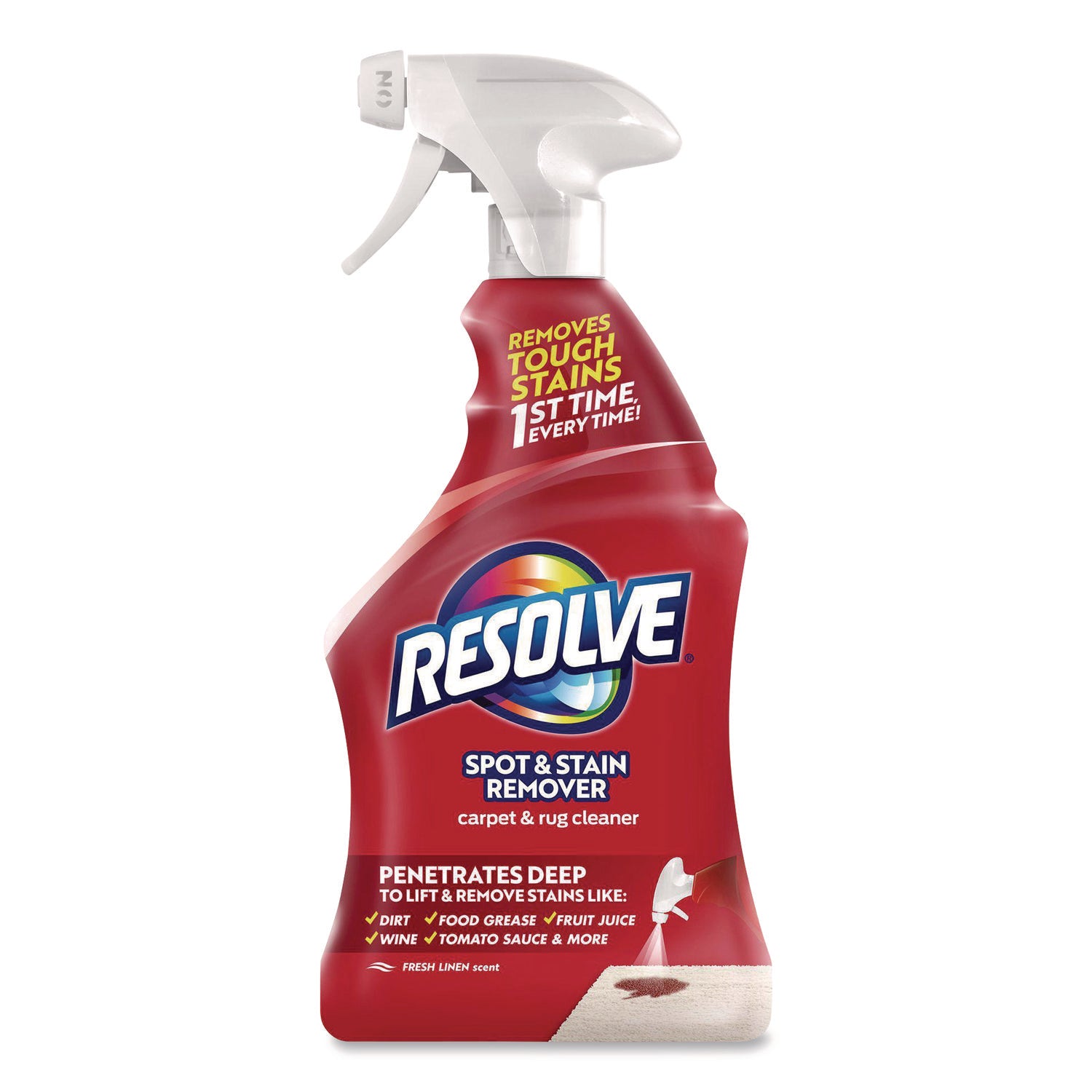 Resolve Stain Remover Cleaner, Spray, Fresh Linen Scent, Light Yellow, 22 fl oz, 1 Each