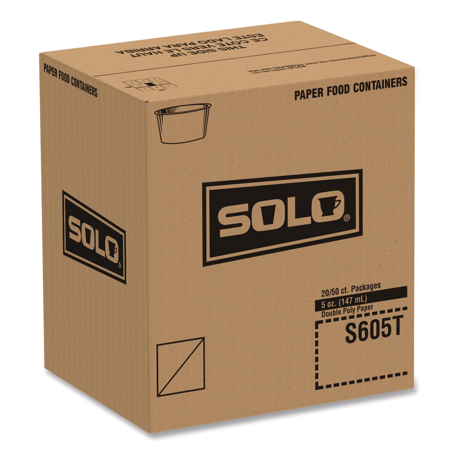 Double Poly Paper Food Containers, 5 oz, 3.38" Diameter x 2.01"h, White, Paper, 1,000/Carton