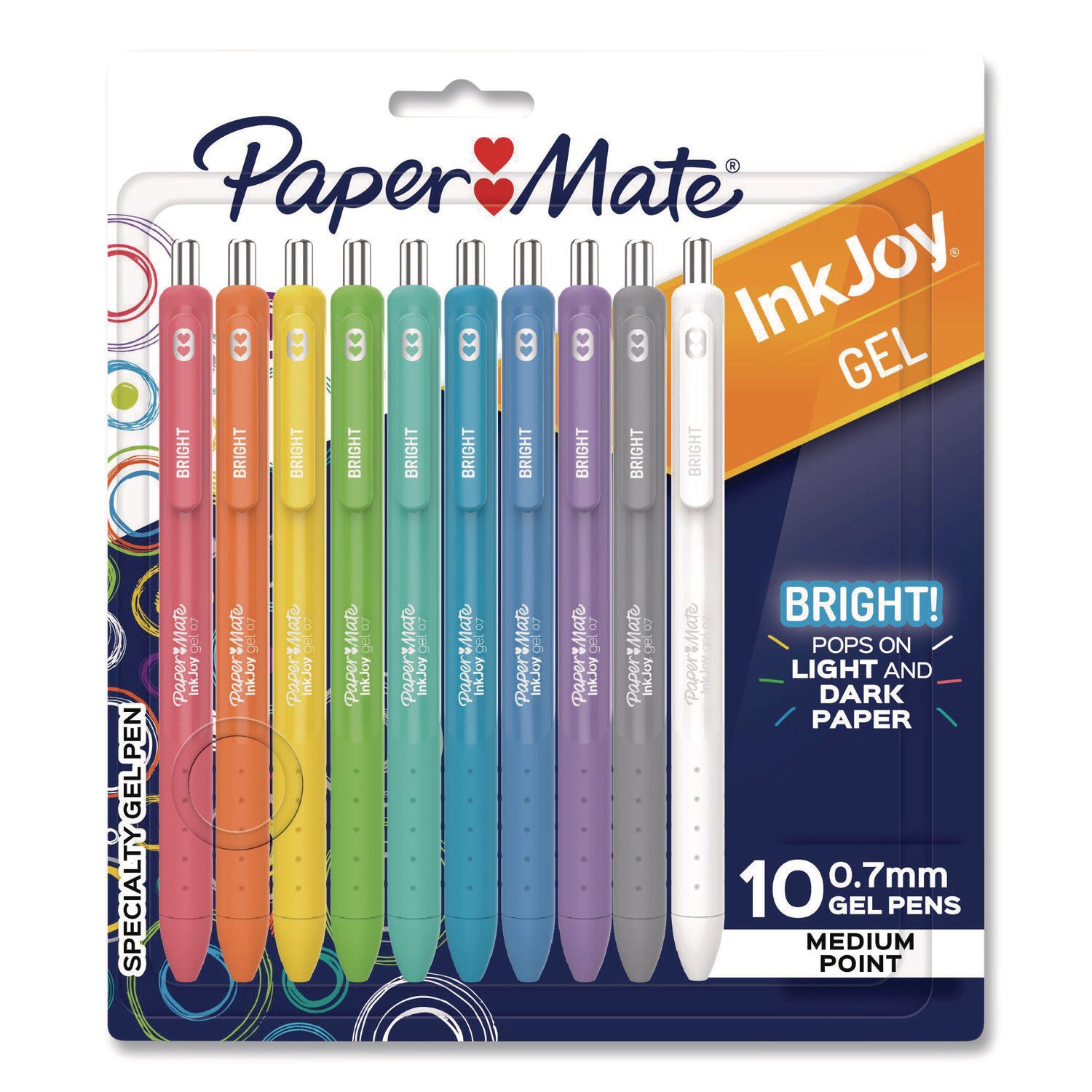 Paper Mate InkJoy Gel Pens, 0.7 mm, Assorted Ink and Barrel Colors, 10 Pack