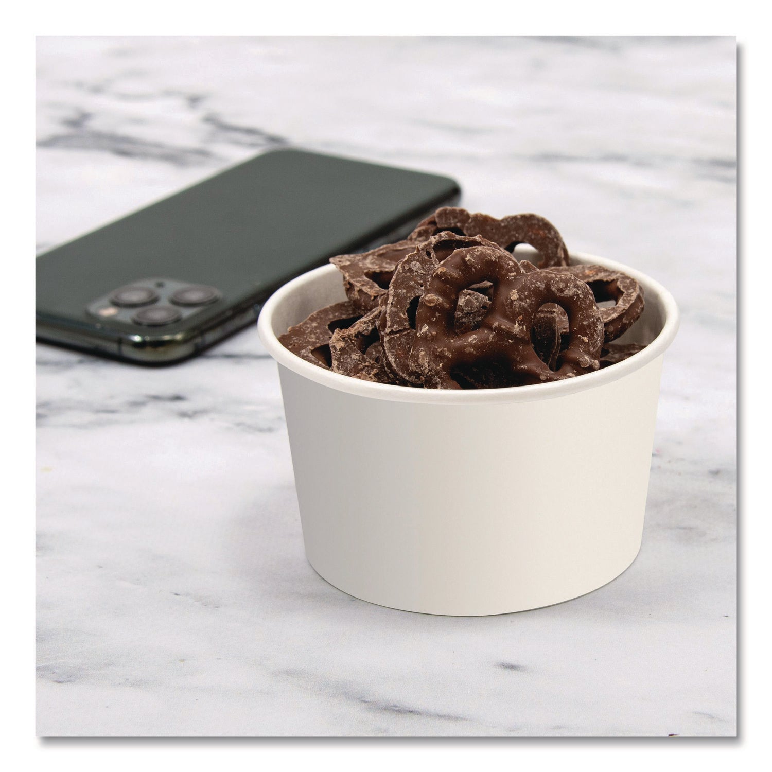 Double Poly Paper Food Containers, 5 oz, 3.38" Diameter x 2.01"h, White, Paper, 1,000/Carton
