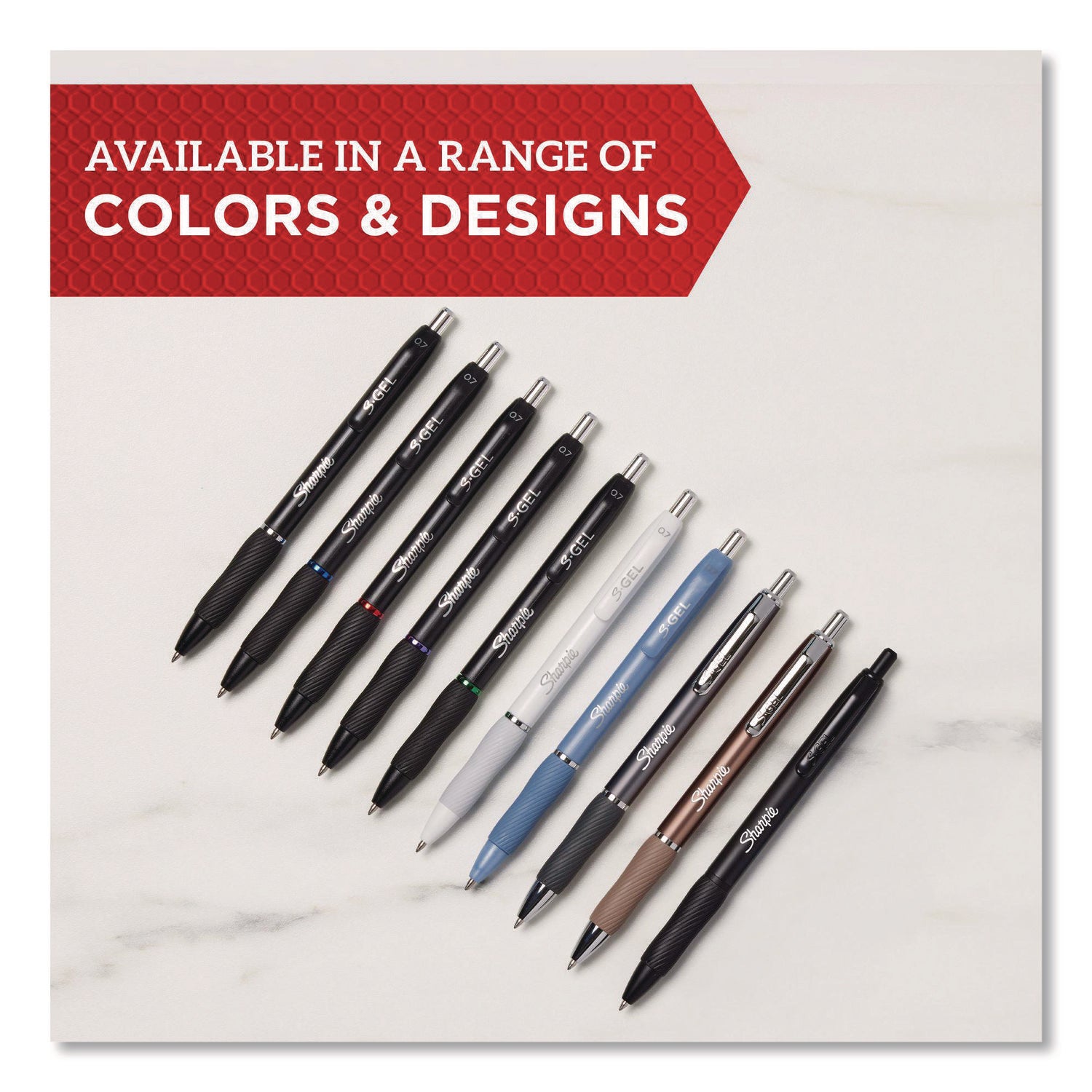 Sharpie S-Gel Pens, 0.7 mm Bullet Point, Retractable, Blue Ink, Black Barrel, 36/Box