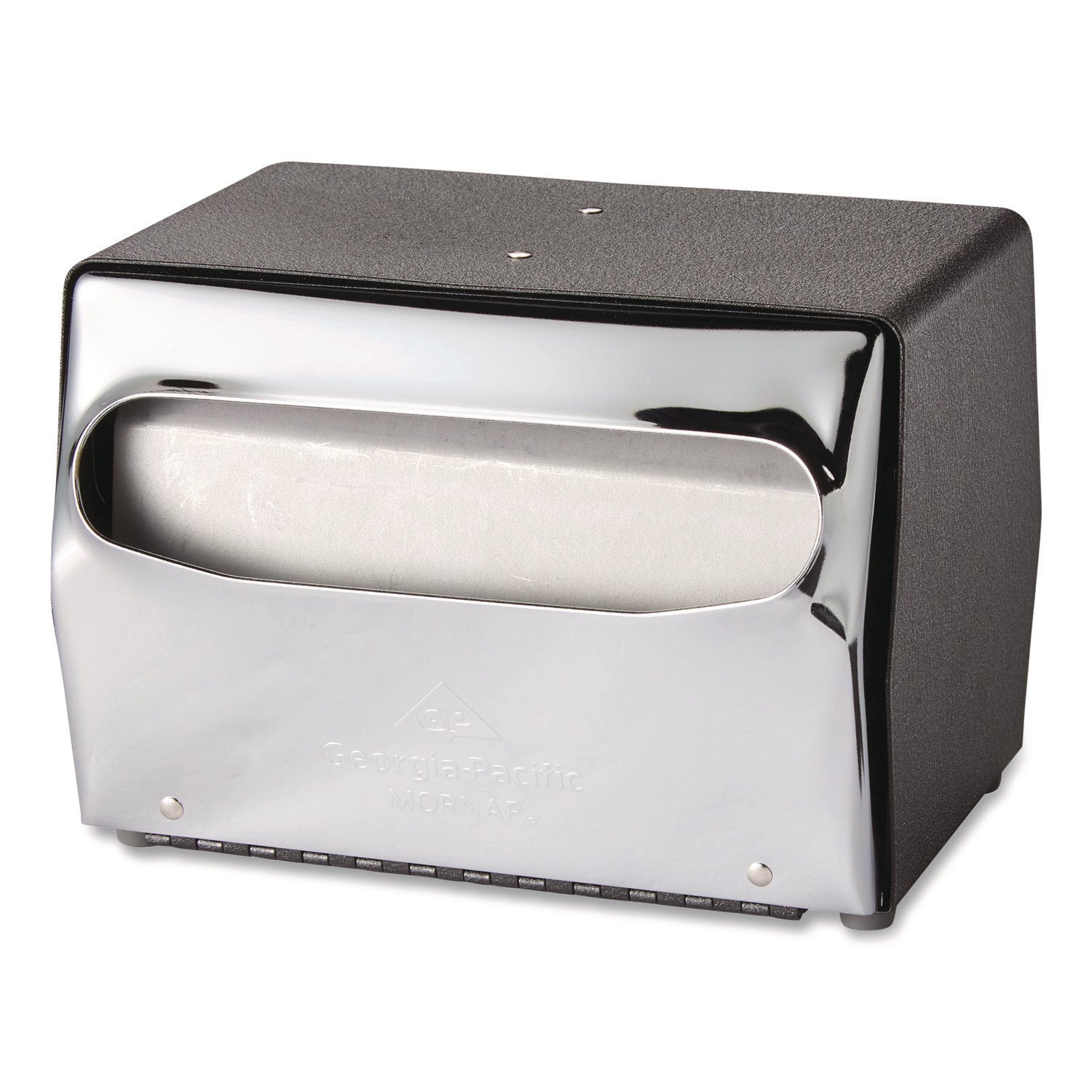 Tabletop Napkin Dispenser, 7.5" x 6" x 5.3", Black/Chrome