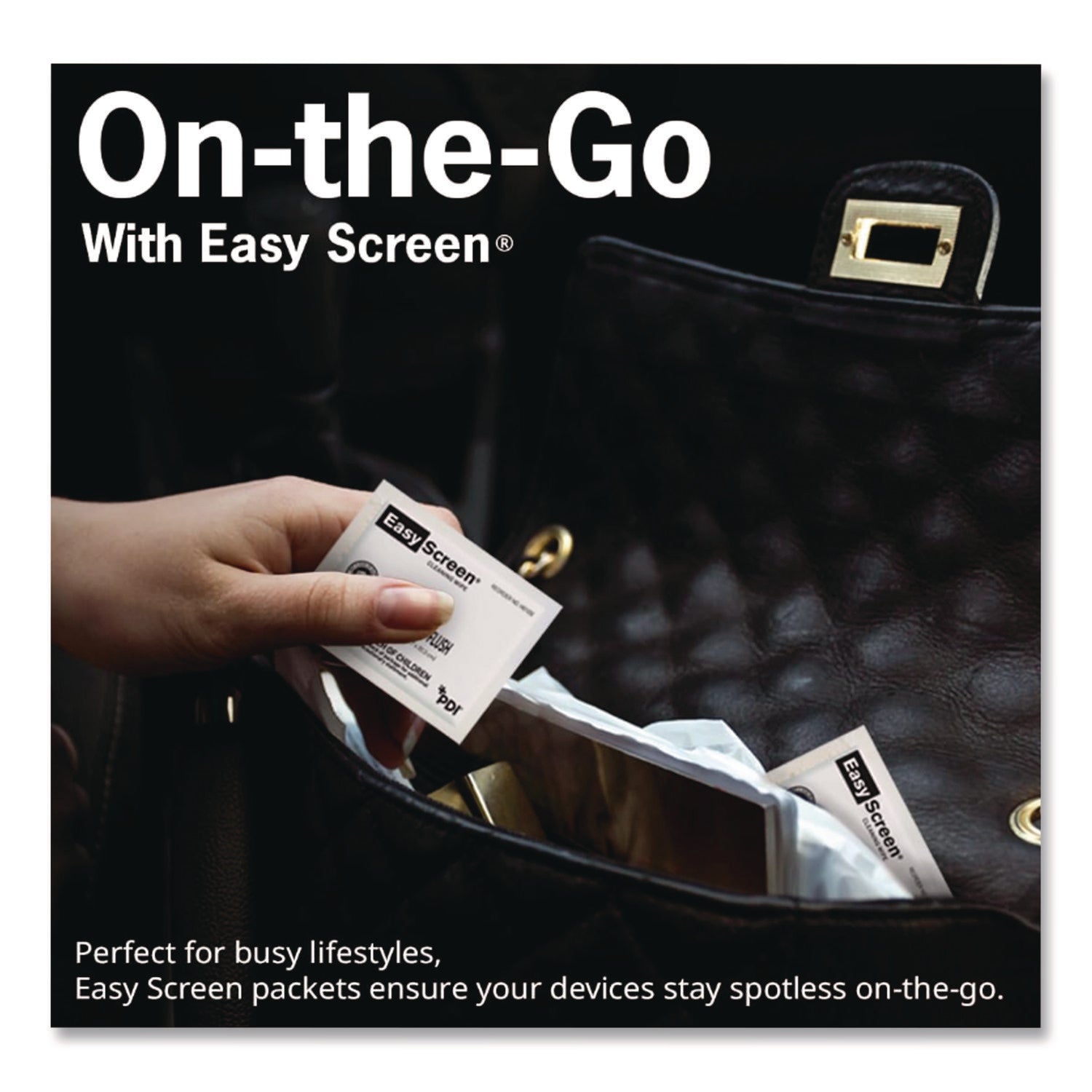 PDI Easy Screen Cleaning Wipes, Individually Wrapped, 1-Ply, 5 x 8, Unscented, White, 50/Box