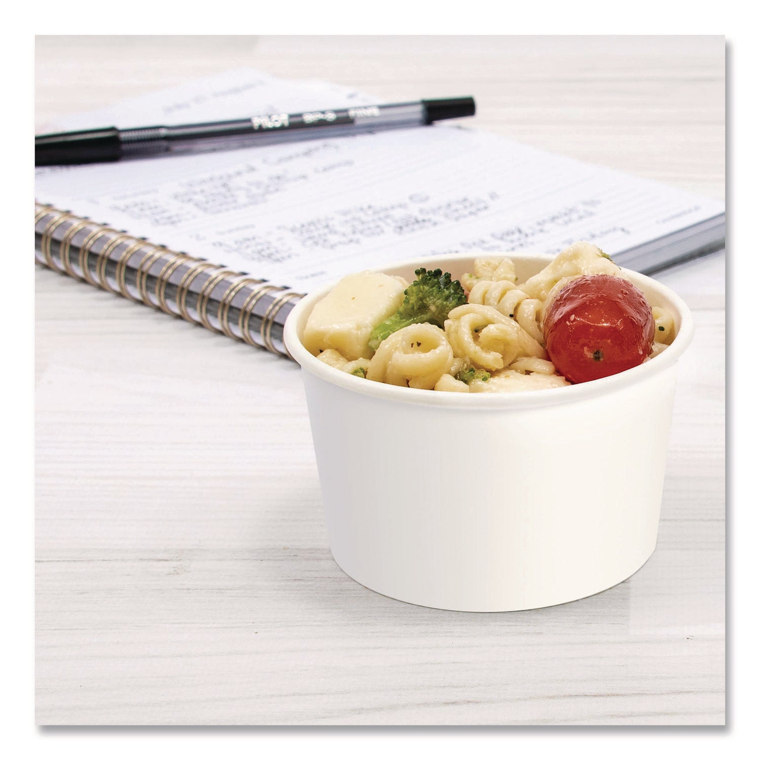 Double Poly Paper Food Containers, 5 oz, 3.38" Diameter x 2.01"h, White, Paper, 1,000/Carton