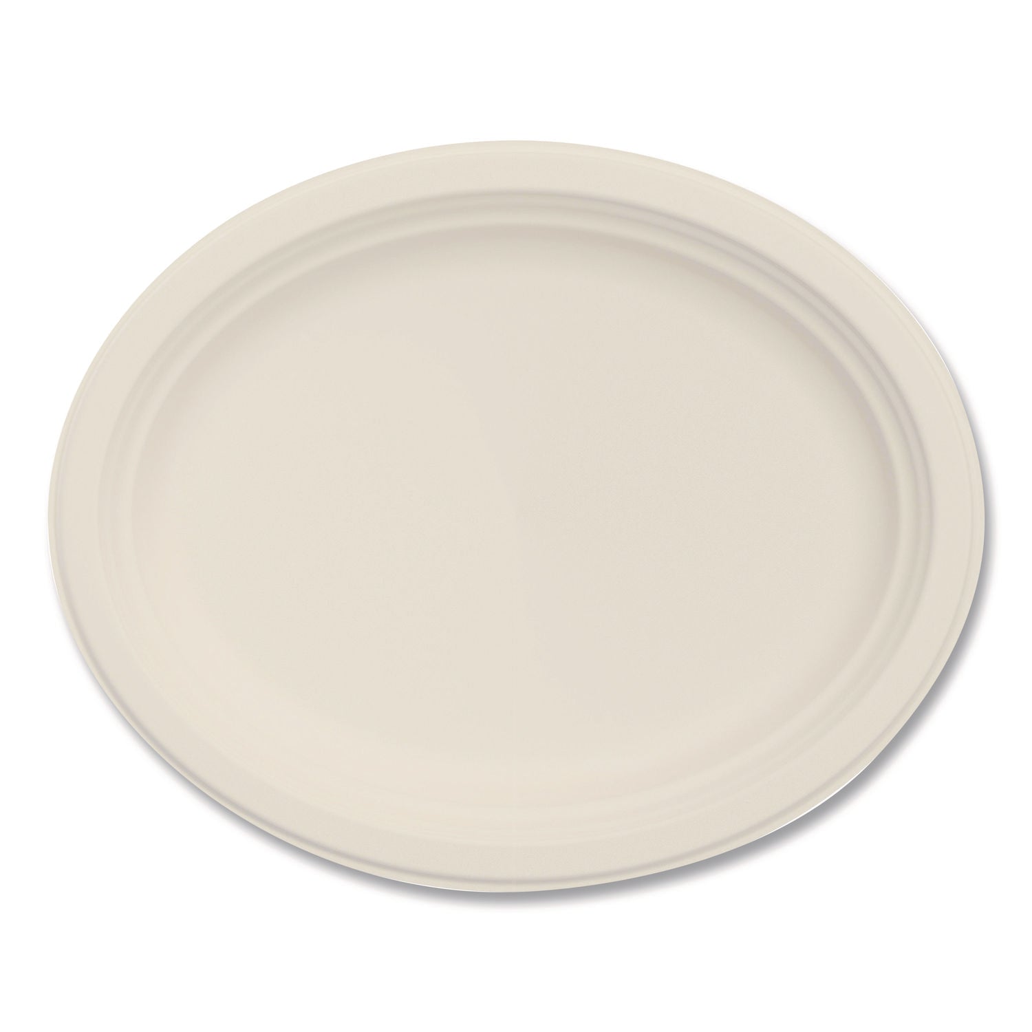 Compostable Molded Fiber Dinnerware, Platter, 12" Diameter, Natural, 500/Carton