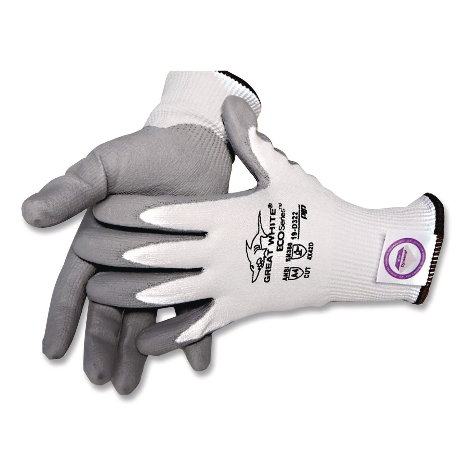 Great White 3gx Seamless Knit Dyneema Diamond Blended Gloves, Large, White/gray