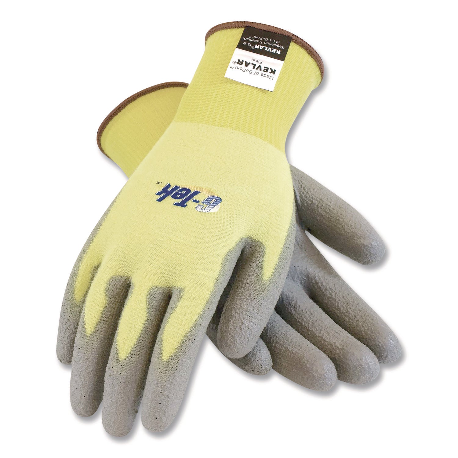 G-Tek Kev Cut-Resistant Seamless-Knit Gloves, X-Large (size 10), Yellow/gray, 12 Pairs