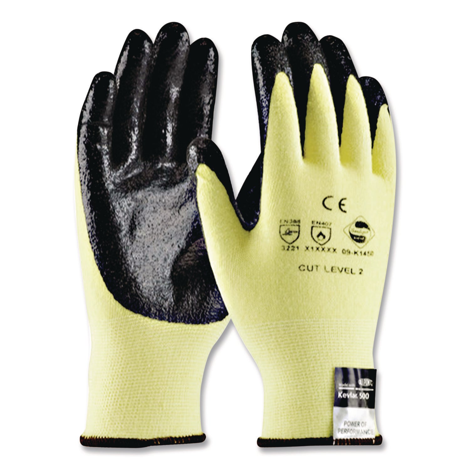 Kev Seamless Knit Kevlar Gloves, Medium, Yellow/black, 12 Pairs