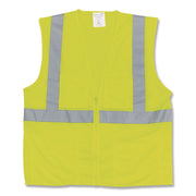 ANSI Class 2 Two-Pocket Zipper Mesh Safety Vest, Large, Hi-Viz Lime Yellow